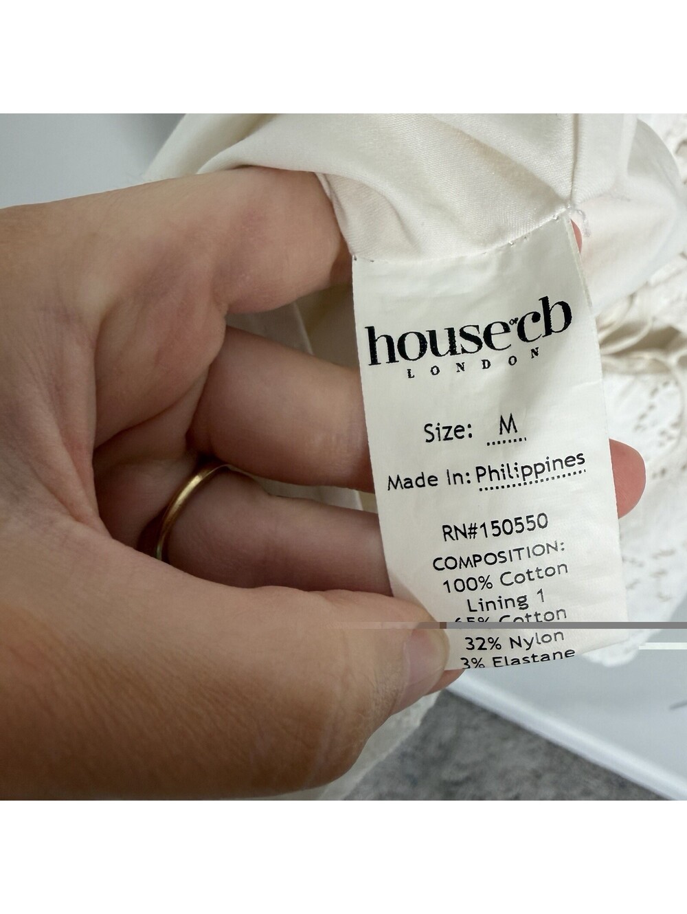House of CB Elara Broderie Anglais Corset Fit & Flare Mini Dress White Medium - Picture 10 of 11